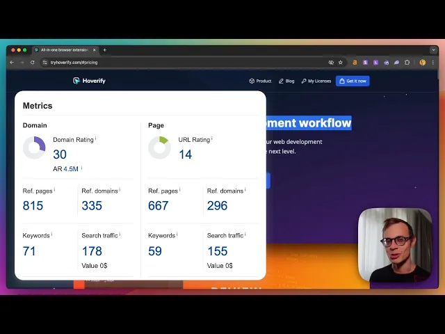 screenshot of Hoverify
